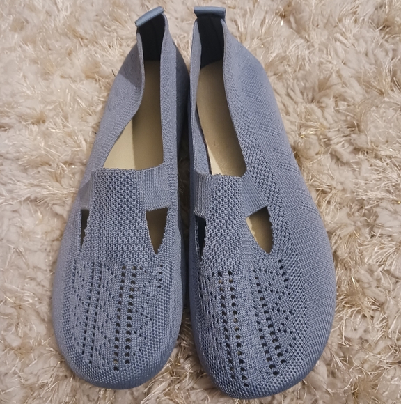 Women Light Blue Elastic Loafer Shoes - Picture 2 of 9